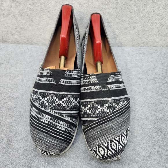 TOMS Slip On Shoes Black White Pattern Casual Comfort Loafers Mens 12 - Picture 8 of 11